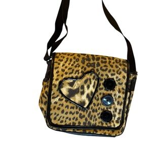 Leopard Print Crossbody Bag Fashion Express FE with Heart Accent
